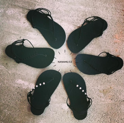 Barefoot sandále černé handmade 